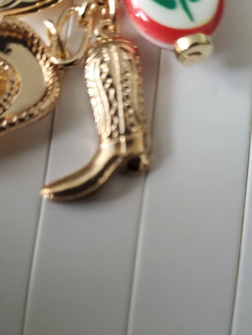 Lane Bryant Gold-Tone Charm Keychain with Red and Blue Accents